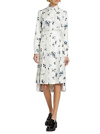 Floral Silk Twill Midi-Skirt