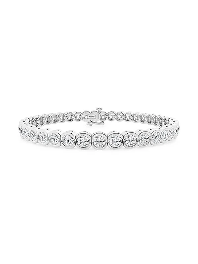 Platinum & Round Lab-Grown Diamond Bezel Tennis Bracelet/1.00-10.00 TCW