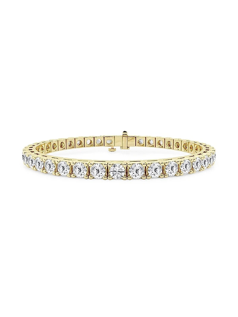 14K Yellow Gold & Round Lab-Grown Diamond 4-Prong Tennis Bracelet/5.00-20.00 TCW