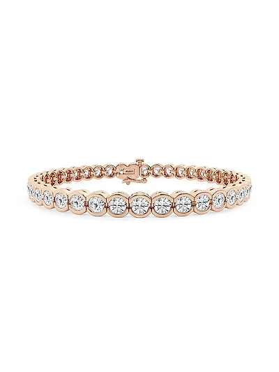 14K Rose Gold & Round Lab-Grown Diamond Bezel Tennis Bracelet/1.00-10.00 TCW
