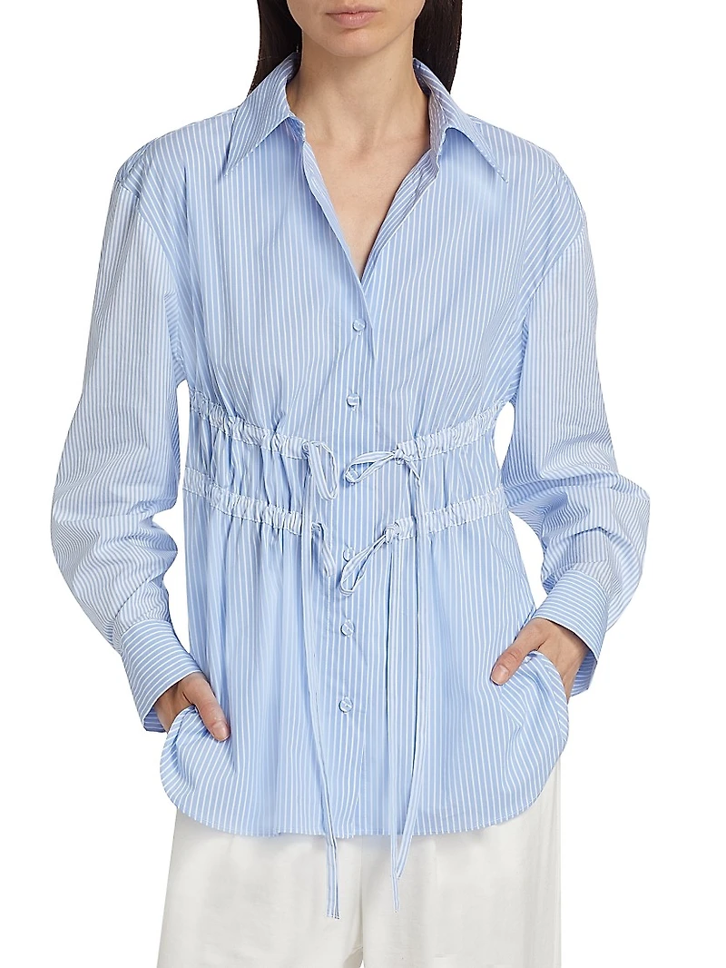 Marina Tie-Front Poplin Top