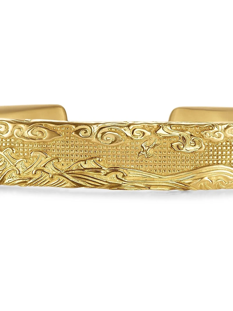 Waves Cuff Bracelet in 18K Yellow Gold, 12MM