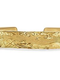 Waves Cuff Bracelet in 18K Yellow Gold, 12MM