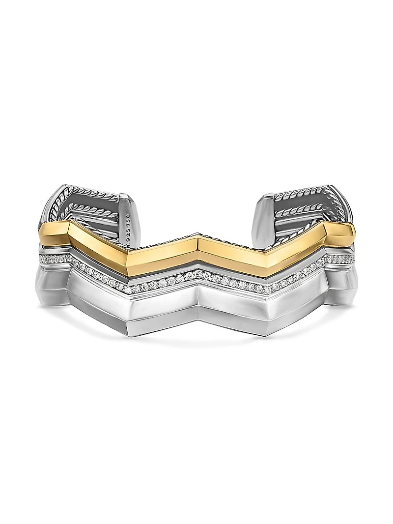 Zig Zag Stax™ Three Row Cuff Bracelet in Sterling Silver
