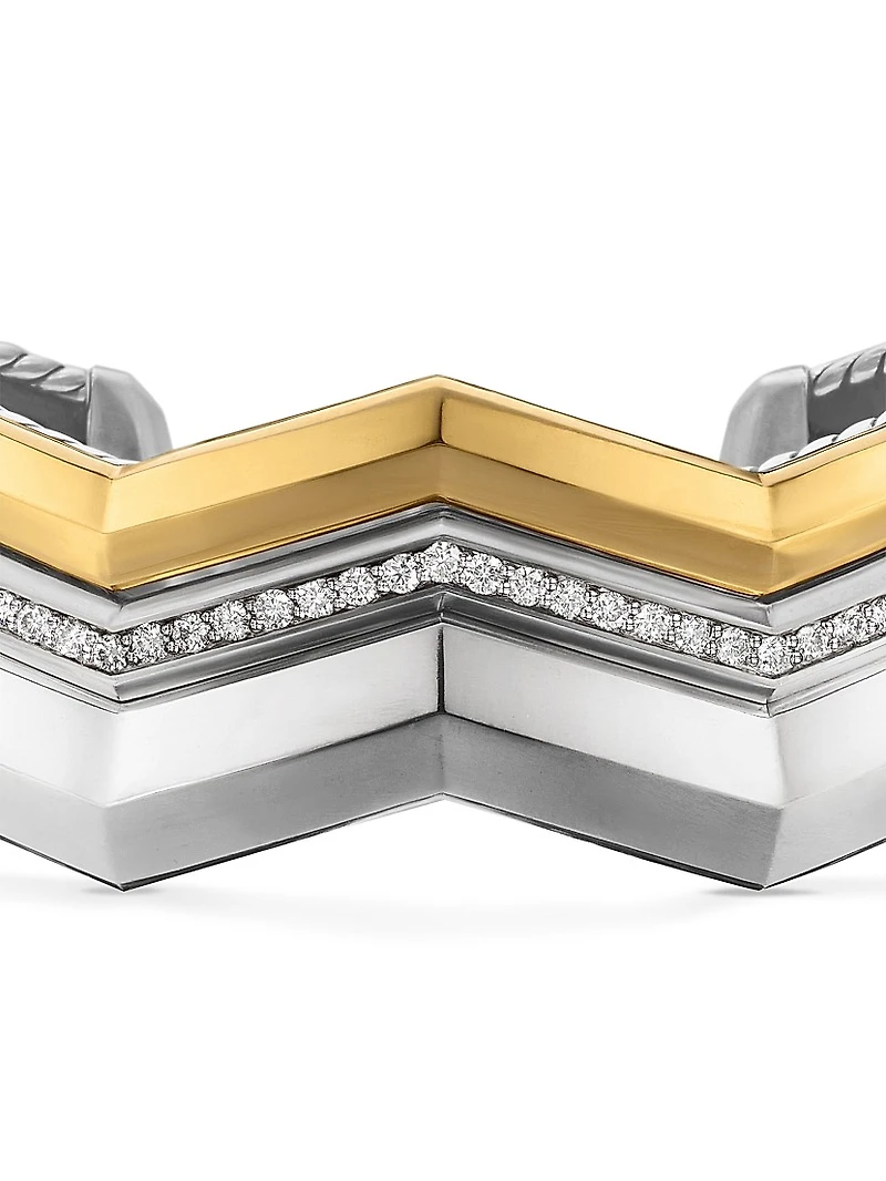 Zig Zag Stax™ Three Row Cuff Bracelet in Sterling Silver