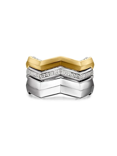 Zig Zag Stax™ Three Row Ring Sterling Silver