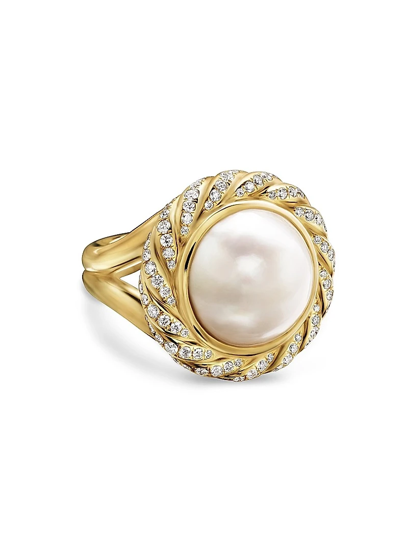 Pearl Classics Cable Halo Ring 18K Yellow Gold