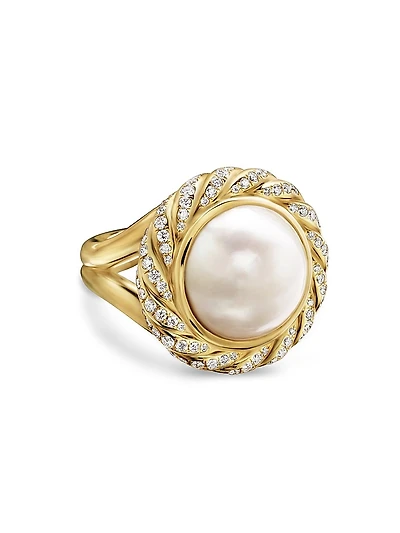Pearl Classics Cable Halo Ring 18K Yellow Gold