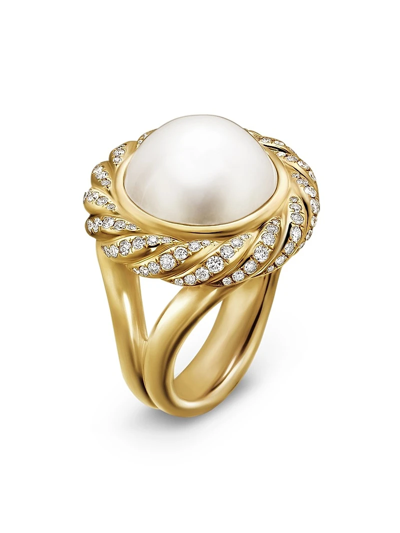 Pearl Classics Cable Halo Ring 18K Yellow Gold