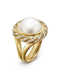 Pearl Classics Cable Halo Ring 18K Yellow Gold
