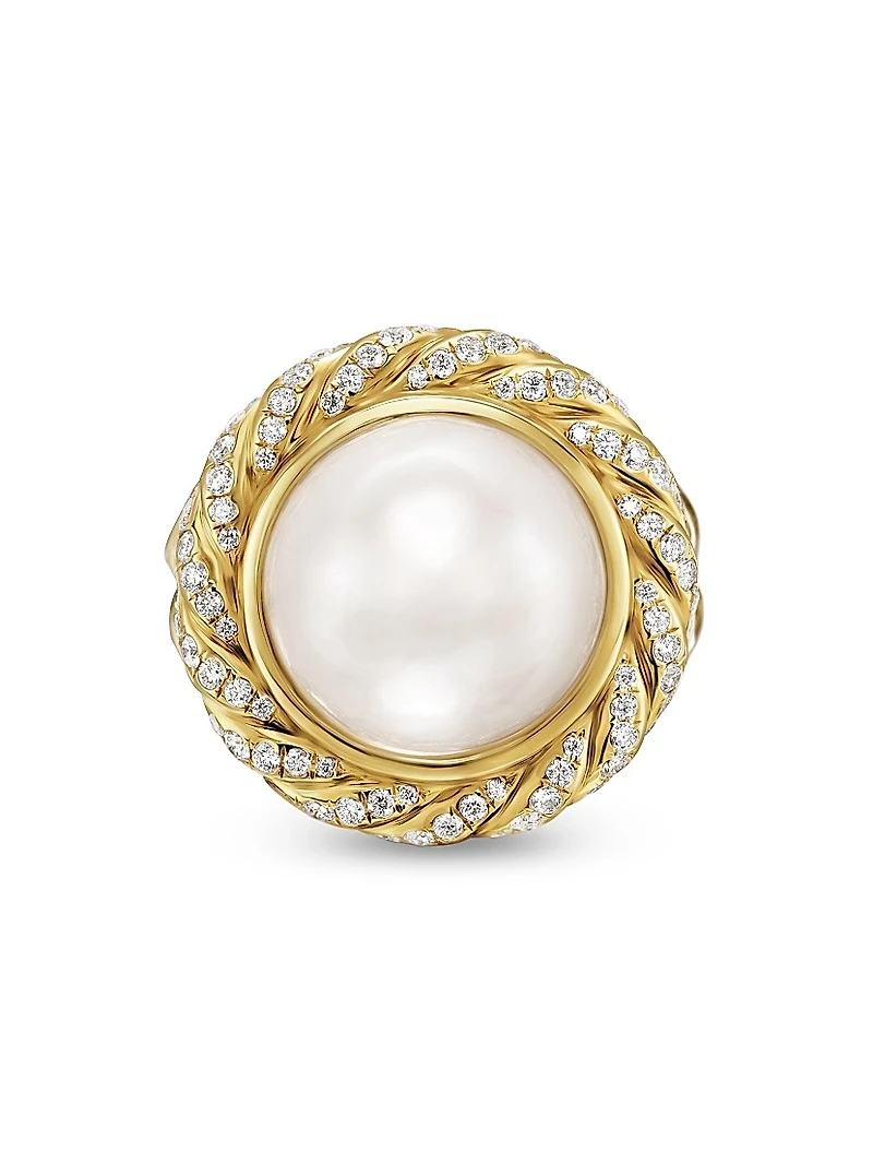 Pearl Classics Cable Halo Ring 18K Yellow Gold
