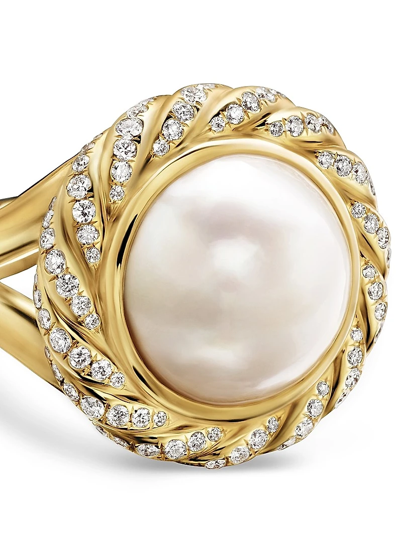 Pearl Classics Cable Halo Ring 18K Yellow Gold