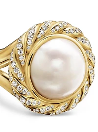 Pearl Classics Cable Halo Ring 18K Yellow Gold