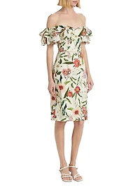 Floral Off-the-Shoulder Sheath Cocktail Dress