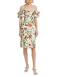 Floral Off-the-Shoulder Sheath Cocktail Dress