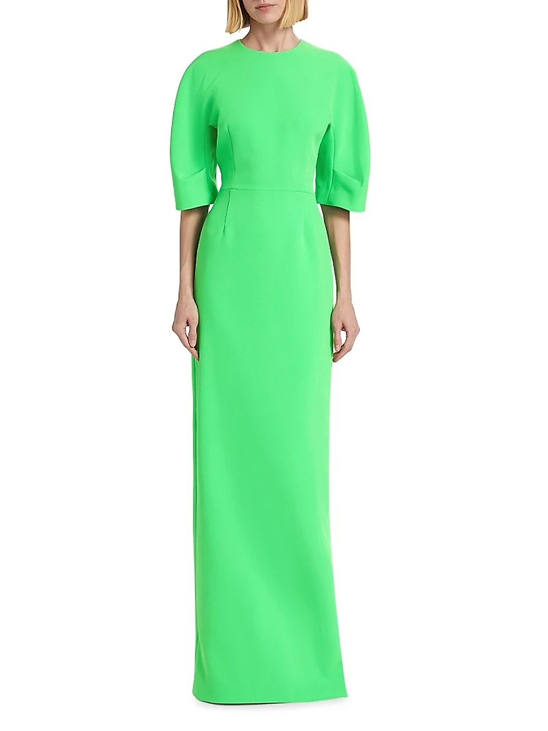 Crêpe Tucked Sleeve Column Gown