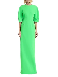 Crêpe Tucked Sleeve Column Gown