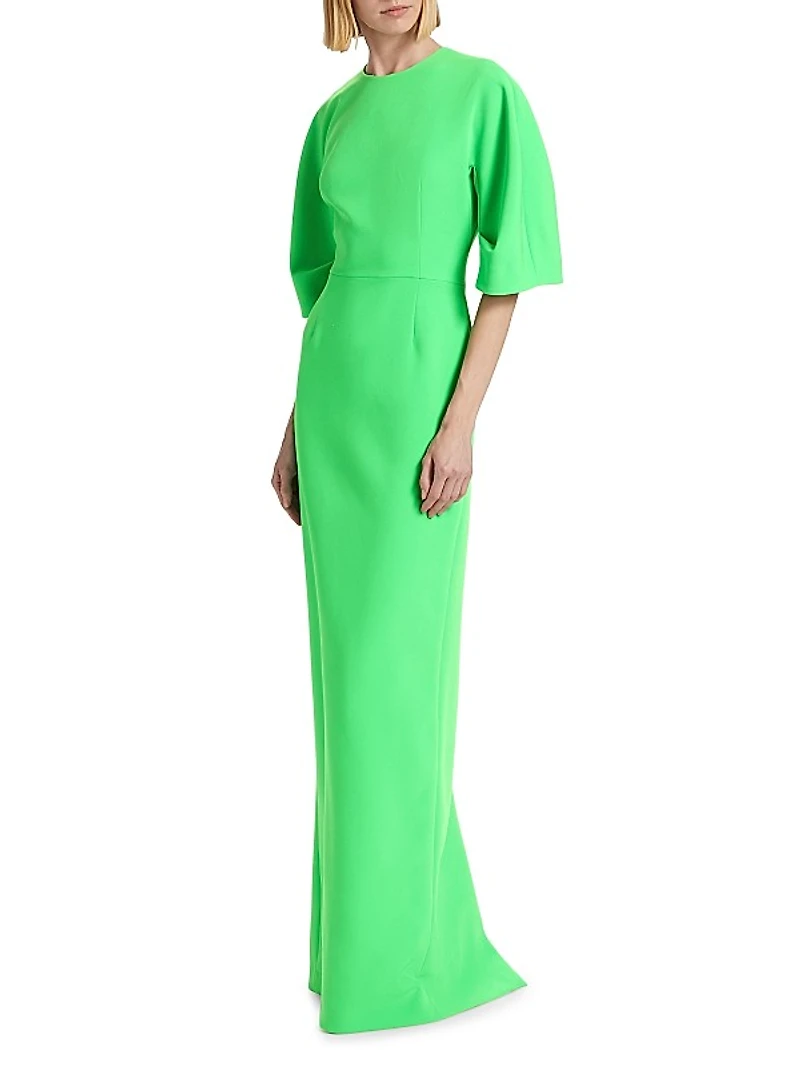 Crêpe Tucked Sleeve Column Gown