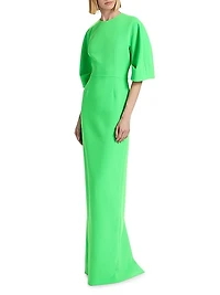 Crêpe Tucked Sleeve Column Gown
