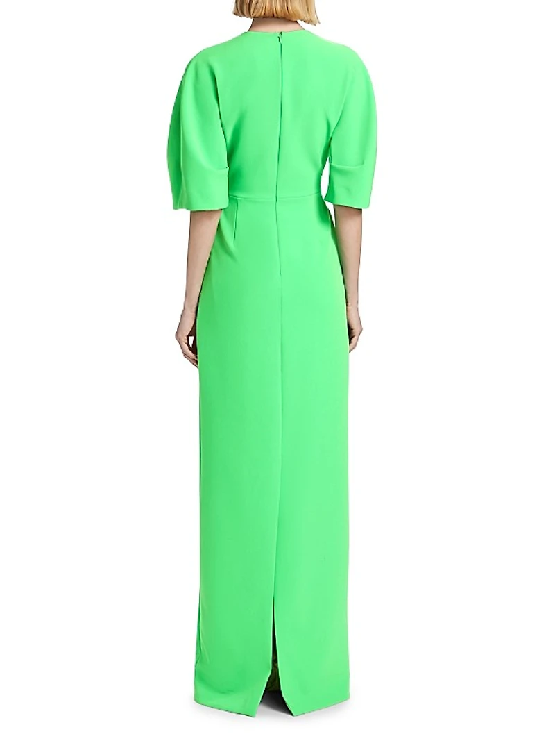 Crêpe Tucked Sleeve Column Gown