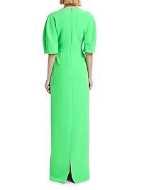 Crêpe Tucked Sleeve Column Gown