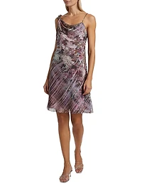 Abstract Floral Silk Midi-Dress