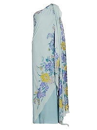 Alex Embroidered One-Shoulder Caftan Gown