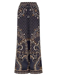 Printed Silk Wide-Leg Lounge Pants