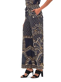 Printed Silk Wide-Leg Lounge Pants