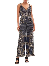 Printed Silk Wide-Leg Lounge Pants