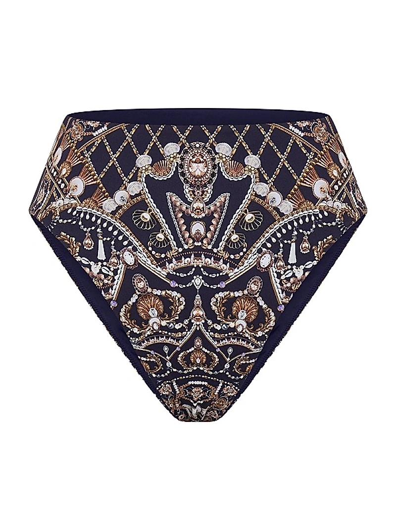 Printed High-Waisted Bikini Bottom