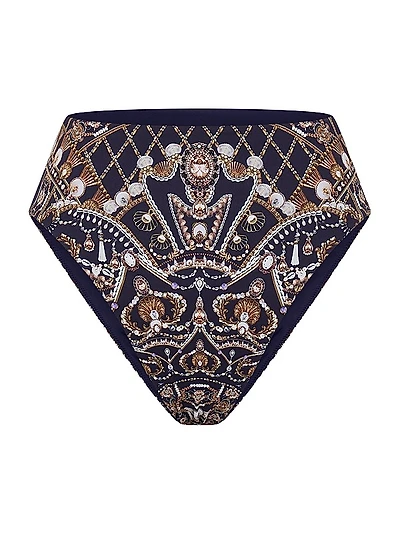 Printed High-Waisted Bikini Bottom