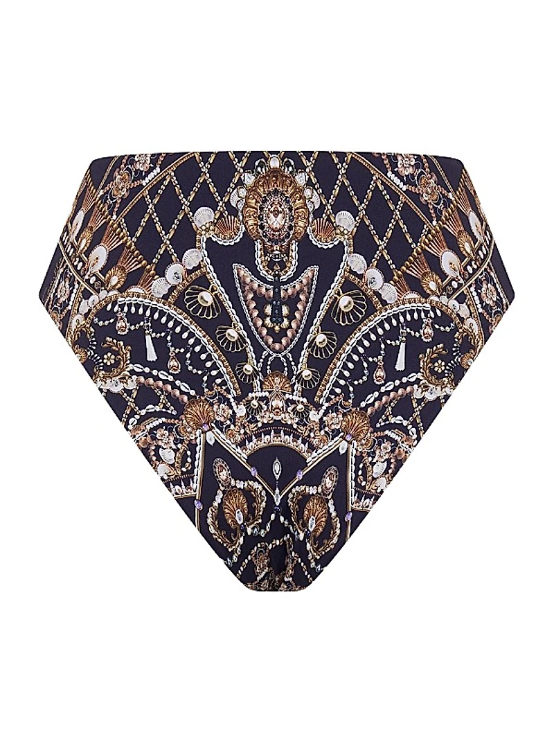Printed High-Waisted Bikini Bottom