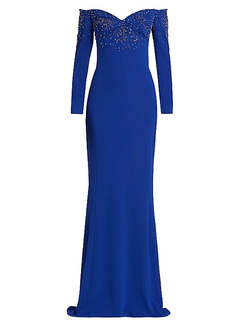 Embellished Off-the-Shoulder Mermaid Gown