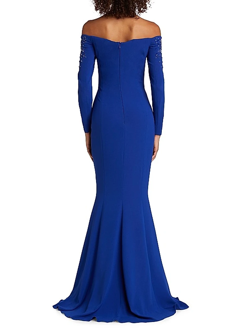 Embellished Off-the-Shoulder Mermaid Gown