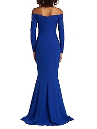 Embellished Off-the-Shoulder Mermaid Gown