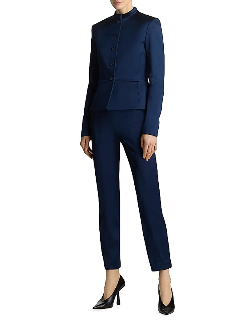 Stretch Satin Peplum Jacket