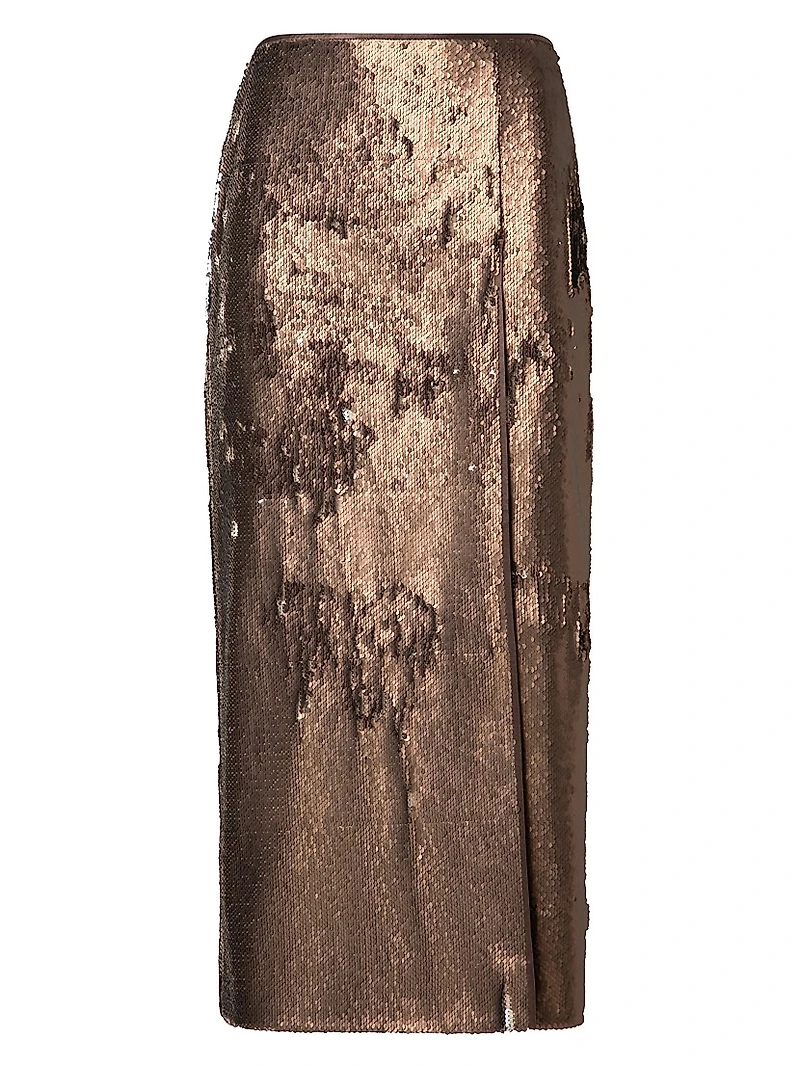Sequin Slit Midi-Skirt