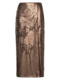 Sequin Slit Midi-Skirt