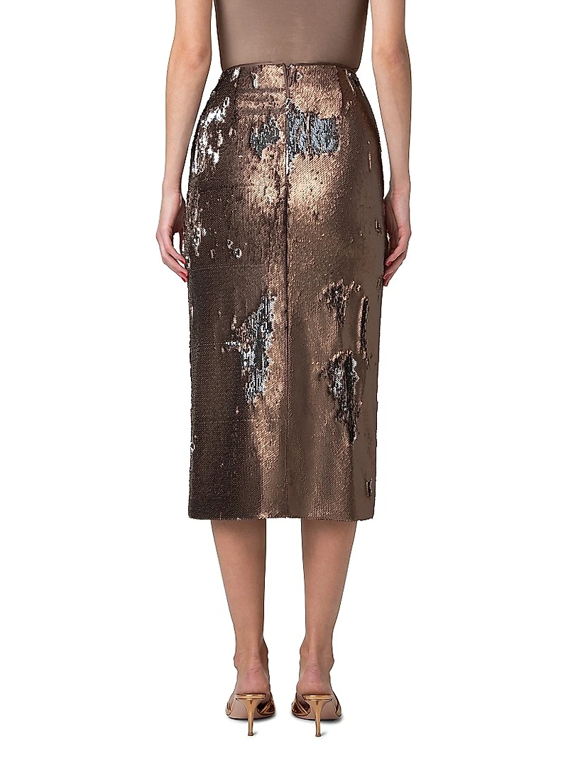 Sequin Slit Midi-Skirt