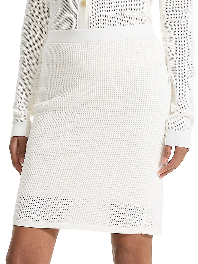 Compact Crepe Pointelle Knit Skirt