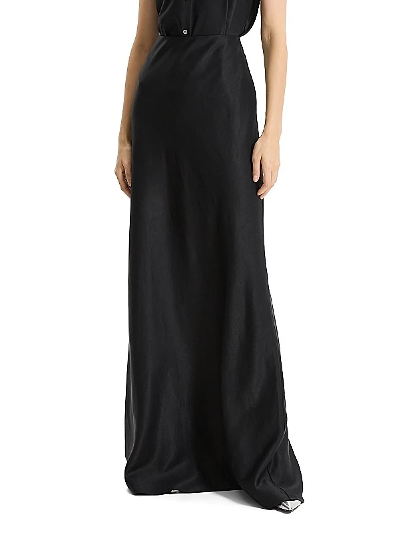 Fluid Linen-Blend Maxi Skirt