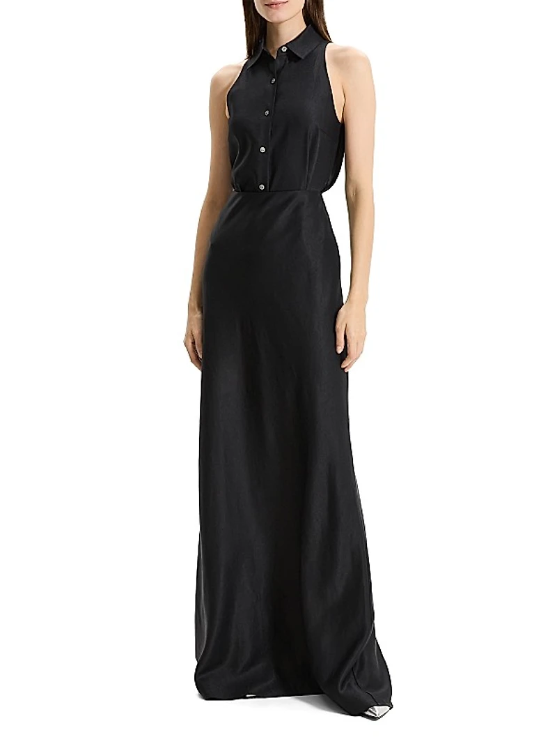 Fluid Linen-Blend Maxi Skirt