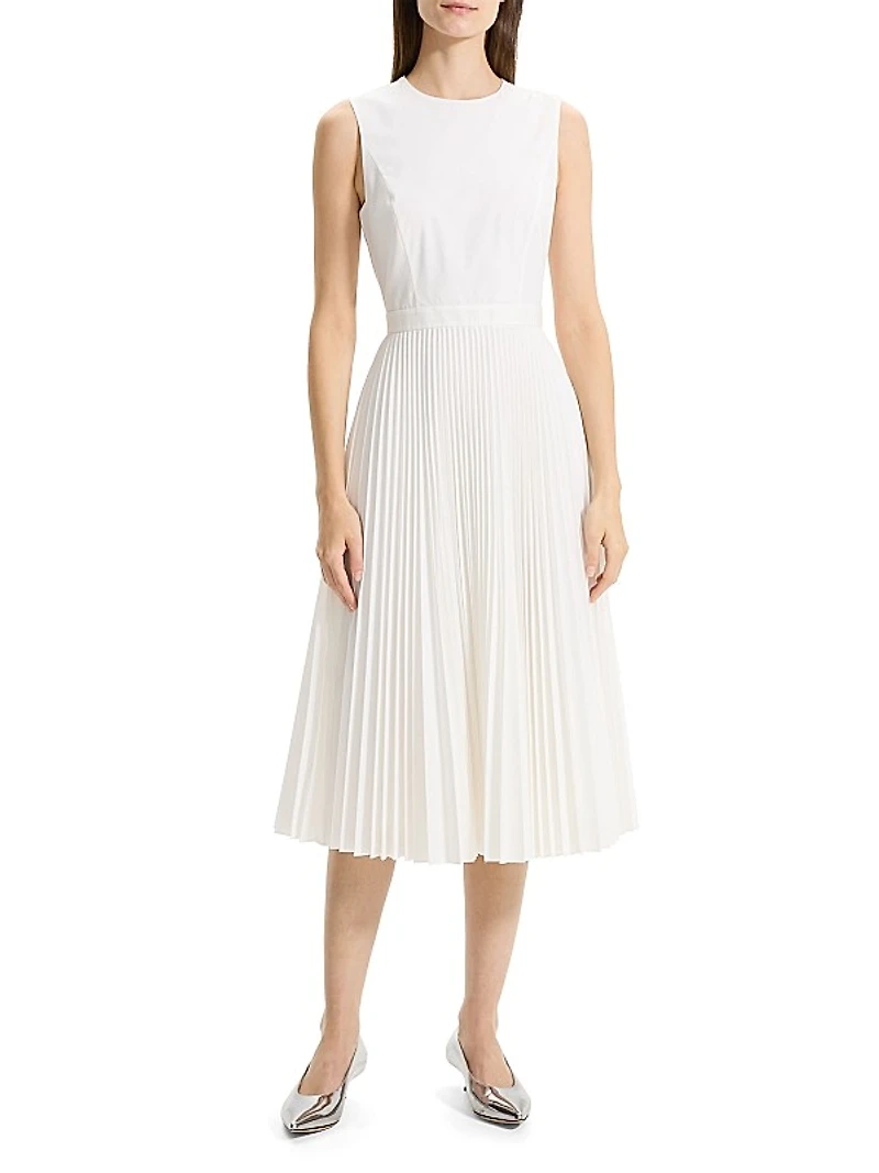 Pleated Sleeveless Midi-Dress