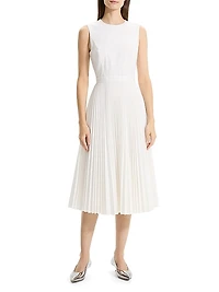 Pleated Sleeveless Midi-Dress