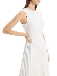 Pleated Sleeveless Midi-Dress