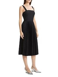Pleated Sleeveless Midi-Dress