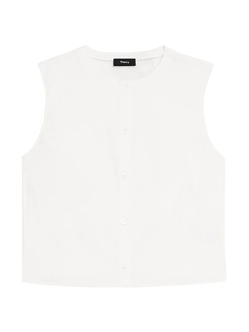 Sleeveless Cotton-Blend Crop Shell Top