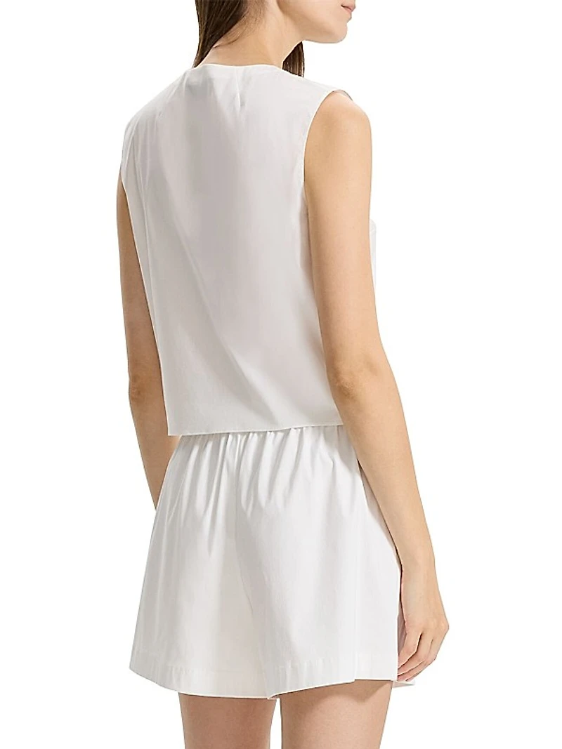 Sleeveless Cotton-Blend Crop Shell Top