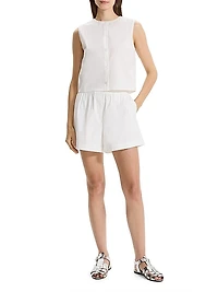 Sleeveless Cotton-Blend Crop Shell Top